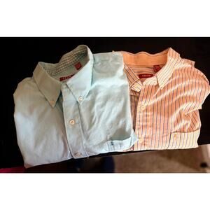 Izod Men's Long Sleeve 100% Cotton Button Down 2 Shirt‎ Bundle Size XXL